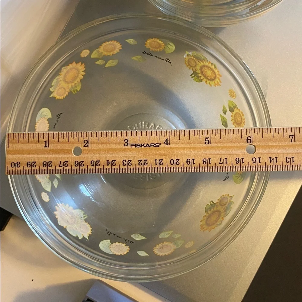 Five Imperial Glass Flower Dute Sunflower Themed Nesting Bowls